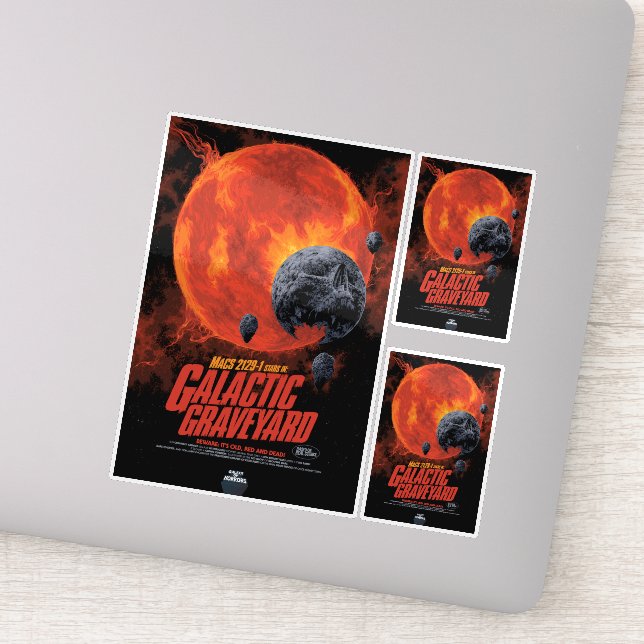 Sticker Annonce De Film D'Horreur Sci-Fi, Graveyard Galact (Détail)