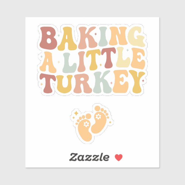 Sticker Annonce de grossesse mignonne avec un petit dindon (Feuille)