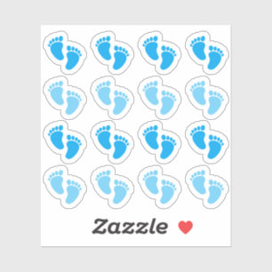 Sticker Annonce de naissance de bébé garçon empreinte bleu