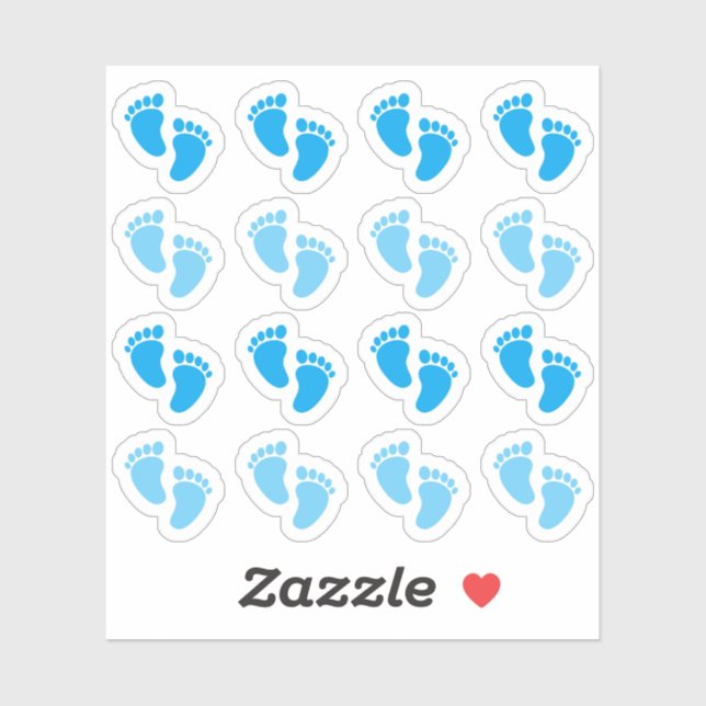 Sticker Annonce de naissance de bébé garçon empreinte bleu (Feuille)