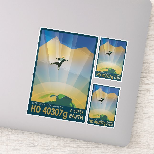Sticker Annonce de voyage Sci-Fi, Planet HD 40307g (Détail)