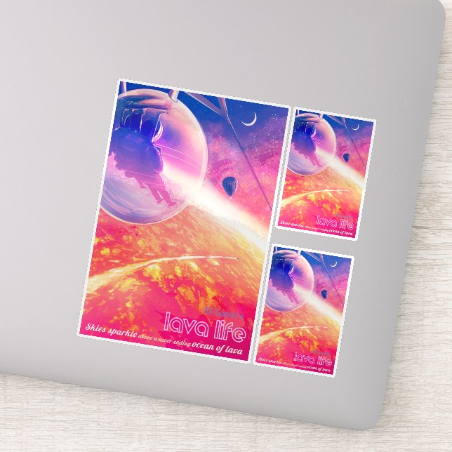 Sticker Annonce Voyage Sci-Fi, Planet 55 Cancri e (Détail)