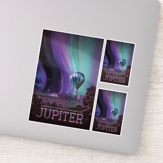 Sticker Annonce Voyage Sci-Fi, Planet Jupiter (Détail)