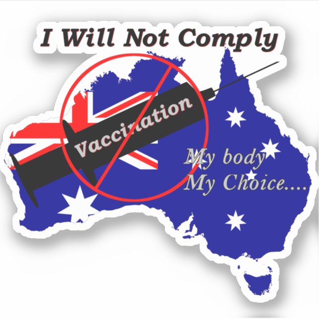 Sticker Anti Vax My Body Mon choix Drapeau Australien (Devant)