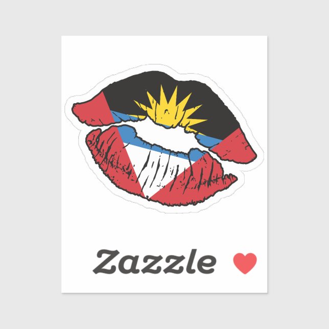 Sticker Antigua-et-Barbuda Antiguan Lipstick Lover Drapeau (Feuille)