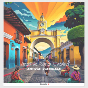 Sticker Antigua Guatemala Travel Vintage Retro