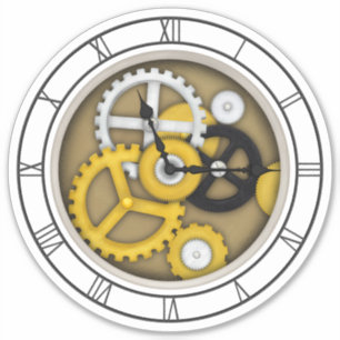 Sticker Antique Clockface avec Trompe L'oeil Gears Decal