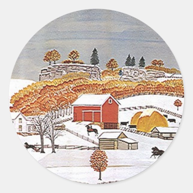 Sticker Antique Folkart Rural Farm Red Grange Hive (Devant)