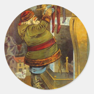 Sticker Antique Pine Costume vert Père Noël Noël