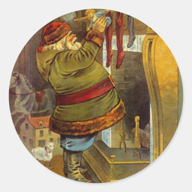 Sticker Antique Pine Costume vert Père Noël Noël (Devant)
