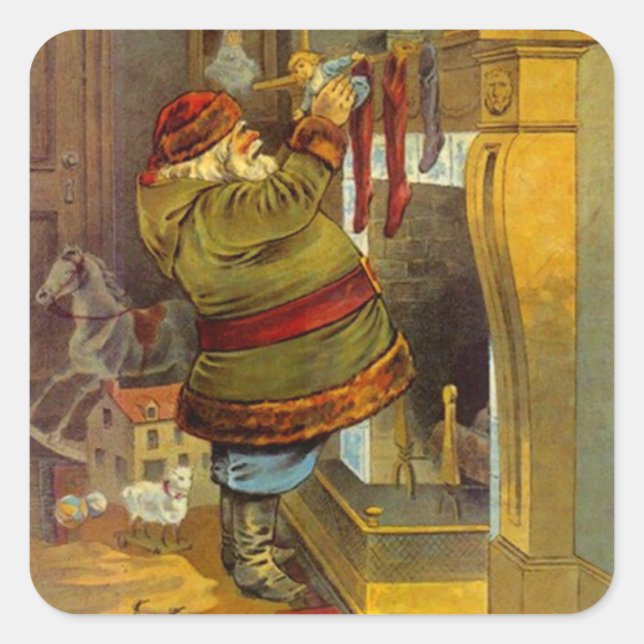 Sticker Antique Pine Costume vert Père Noël Noël (Devant)