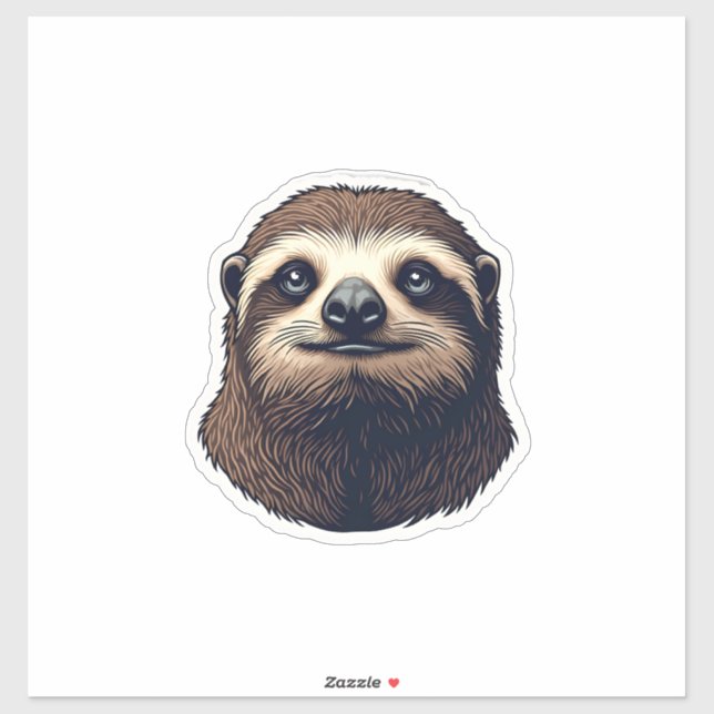Sticker Antique Sloth Illustration Vintage Tee (2) (Feuille)