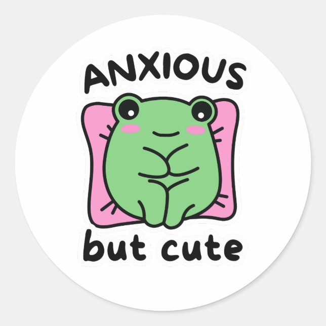 Sticker Anxieux Mais Mignon, Drôle Anxieux Frog (Devant)