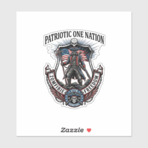 Sticker Apocalypse de Zombies Guerrier Patriotique Fou Rou
