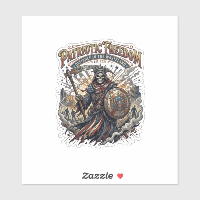 Sticker Apocalypse Zombie Faucheuse Liberté Apocalyptique  (Feuille)