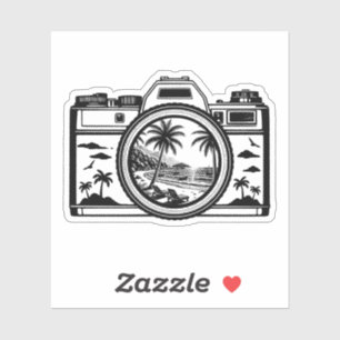 Sticker Appareil photo de plage de voyage
