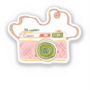 Sticker Appareil Photo Vintage Rose