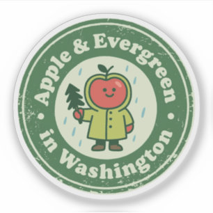 Sticker Apple & Evergreen_ Washington Inspiré de la Nature
