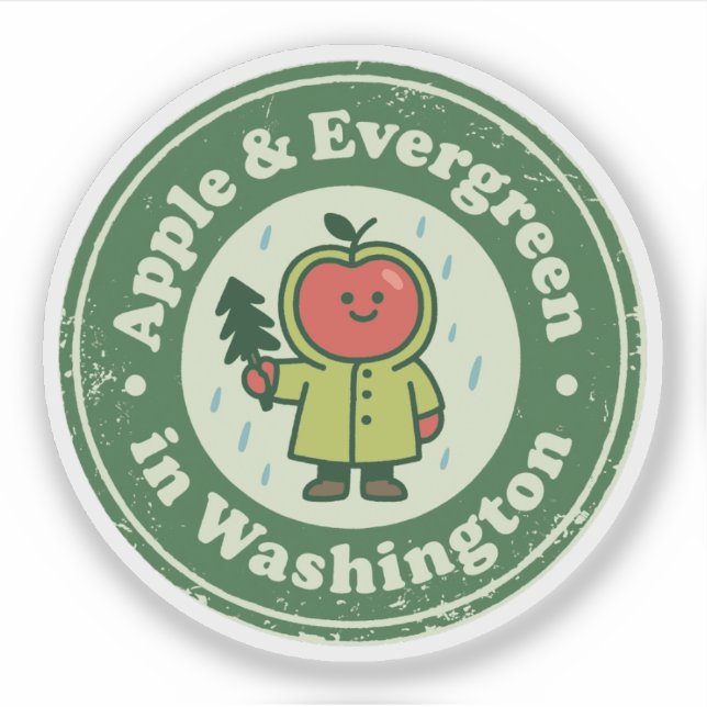 Sticker Apple & Evergreen_ Washington Inspiré de la Nature (Devant)