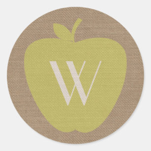 Sticker Apple Monogramme Inspiré Burlap