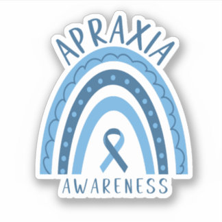 Sticker Apraxia Blue Rainbow Ribbon Sensibilisation