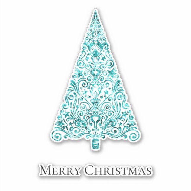 Sticker Aqua Blue Mint Green Glam Arbre de Noël (Devant)
