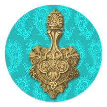 Sticker Aqua Paisley Peacocks / Sceau Enveloppe