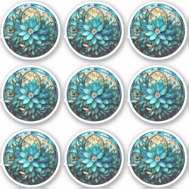 Sticker Aqua Turquoise de verre coloré style peinture (Devant)