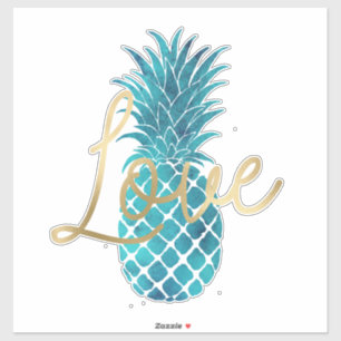 Sticker Aqua Turquoise Tropical Ananas Gold Love