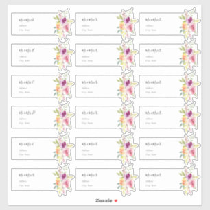 Sticker Aquarelle Adresse des Roses d'été pour invités