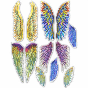 Sticker aquarelle ailes d'ange fantaisie art