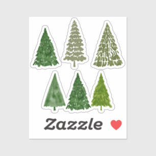 Sticker Aquarelle Arbres de Noël