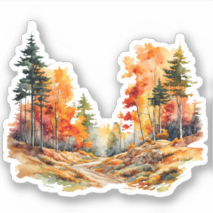 Sticker Aquarelle Belle forêt à l'automne