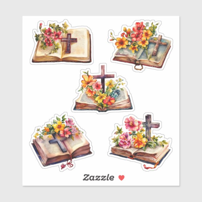 Sticker Aquarelle Bibles florales (Feuille)