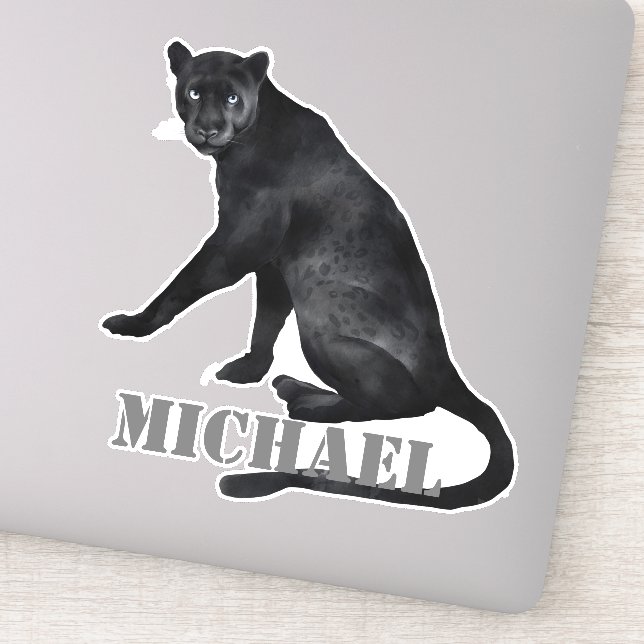 Sticker Aquarelle Black Panther Leopard Personnalisé (Détail)