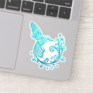 Sticker Aquarelle bleue Stylisée Colibri