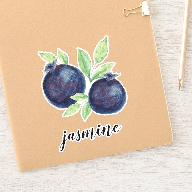 Sticker Aquarelle Blueberries Monogramme (Carnet)