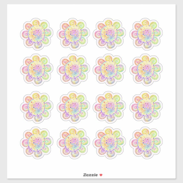 Sticker Aquarelle Boho Style Sunflowers (Feuille)