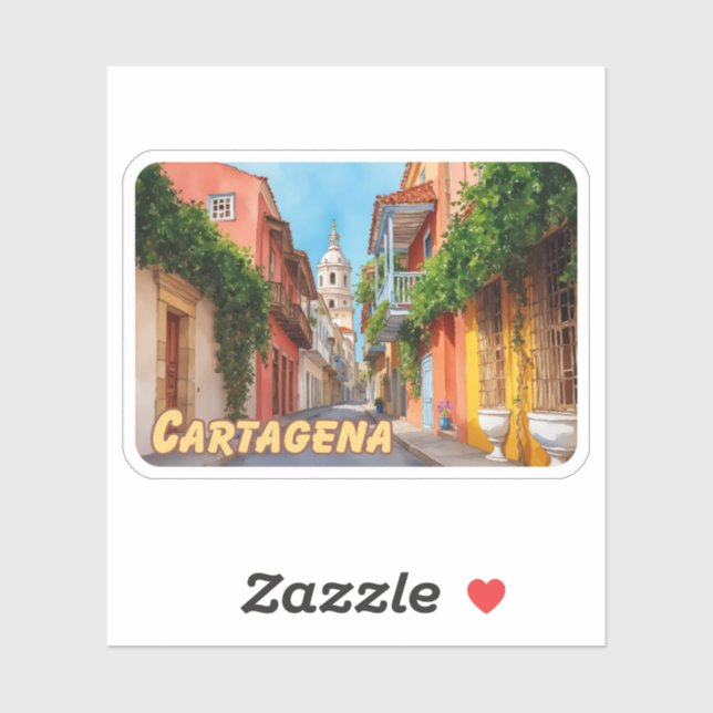 Sticker Aquarelle Cartagena Colombie (Feuille)