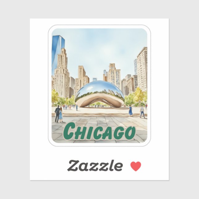 Sticker Aquarelle Chicago Bean (Feuille)