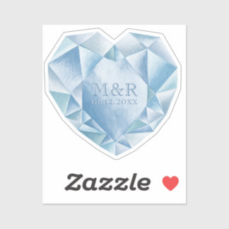 Sticker Aquarelle Coeur Diamond 60e anniversaire de mariag