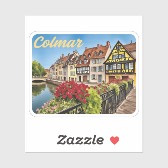 Sticker Aquarelle Colmar France (Feuille)