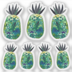 Sticker Aquarelle couleur ananas Art Green Set