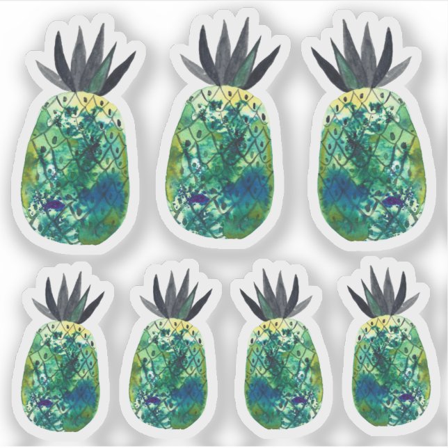 Sticker Aquarelle couleur ananas Art Green Set (Devant)