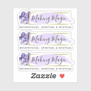 Sticker Aquarelle Cristaux & Géométrique Or Logo 3 Pièces