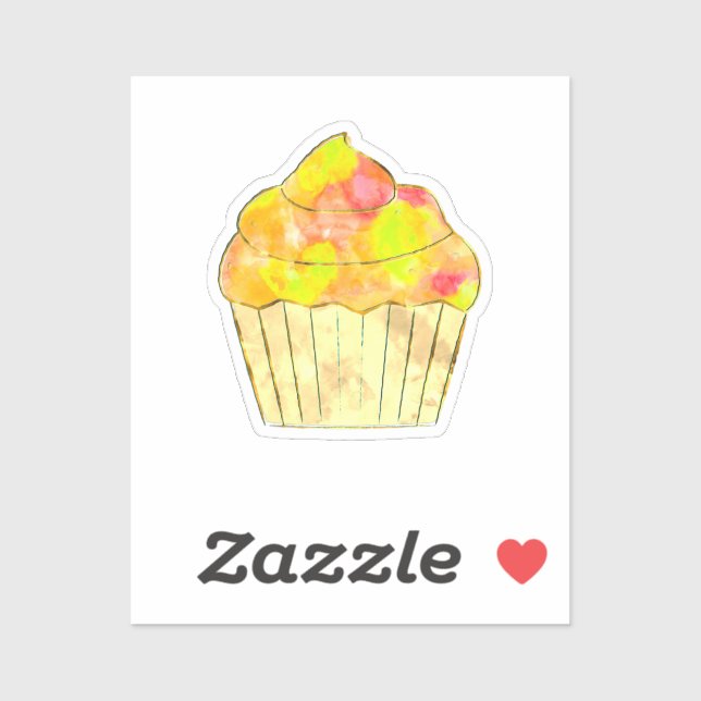 Sticker Aquarelle Cupcake Peinture (Feuille)