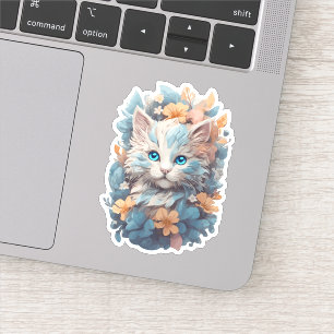 Sticker Aquarelle Cute Florale Chat Splash