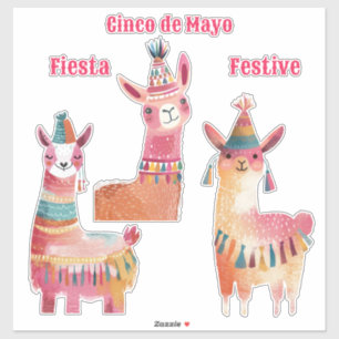 Sticker Aquarelle Cute Lama Cinco de Mayo