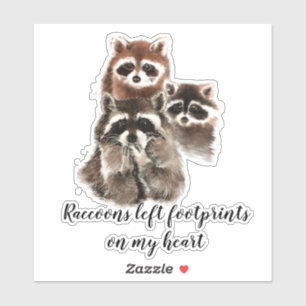 Sticker Aquarelle Cute Raccoon Citation Animal Nom Personn