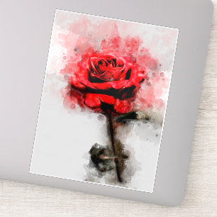 Sticker Aquarelle de fleur rouge - wb
